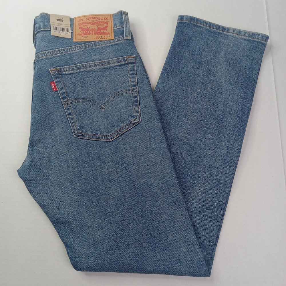 Levi's 513 Slim Straight Jeans Men's Size 31x32 Blue Stretch New
